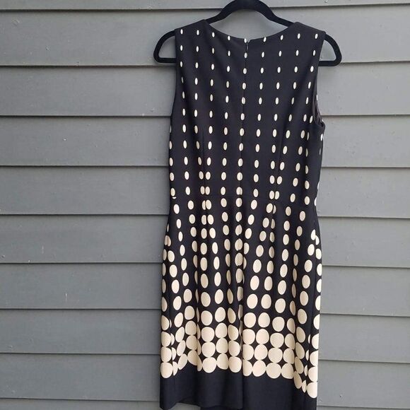 Tahari Black/Tan Polka Dot Sleveless Dress Size 8 Like New! - Picture 7 of 8